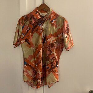 VINTAGE 70S CHARISMA BY TOWNLINE SHORT SLEEVE SHIRT PEACH 100% POLYESTER SIZE M
